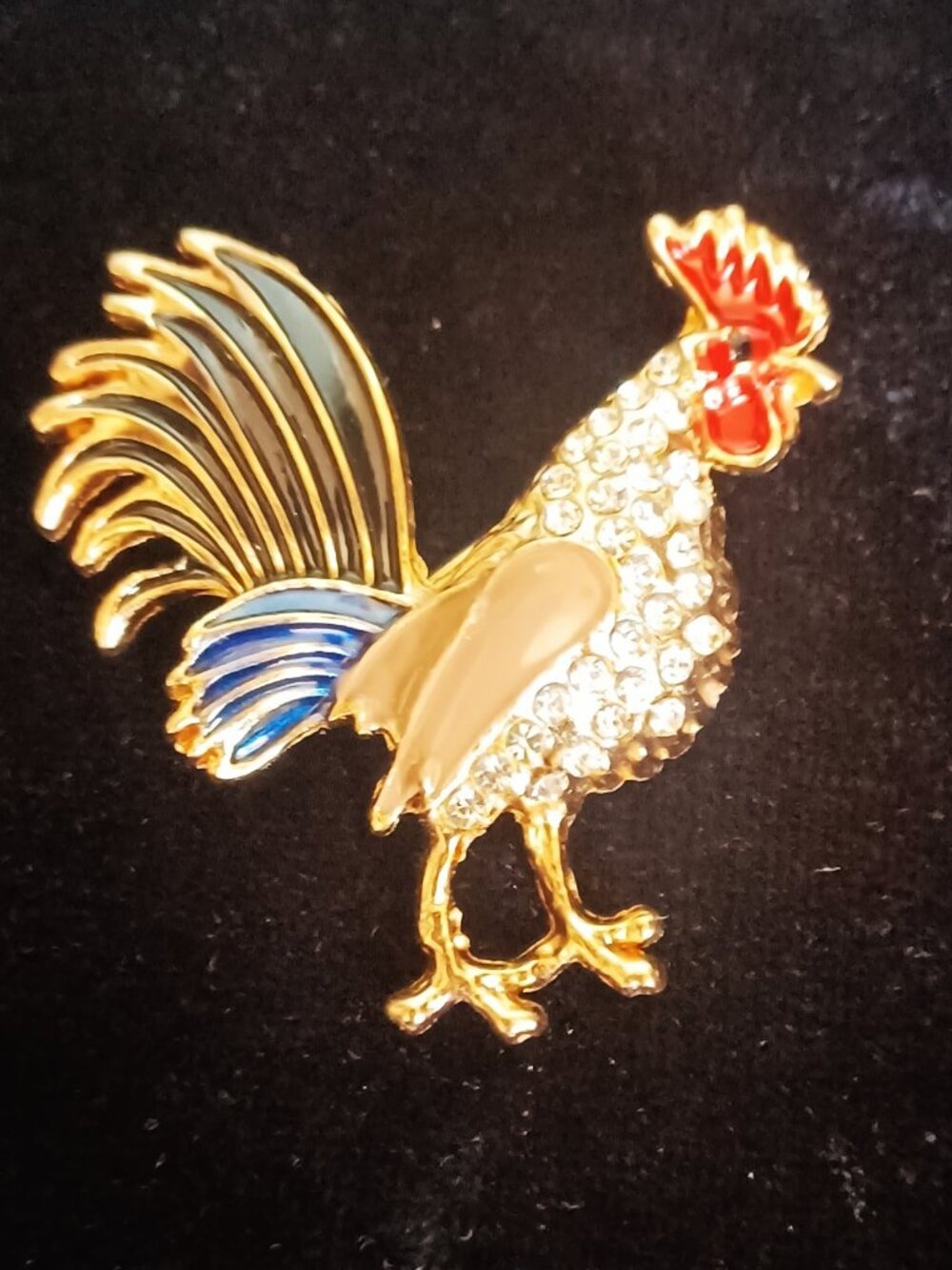 Gold Tone Rooster Brooch